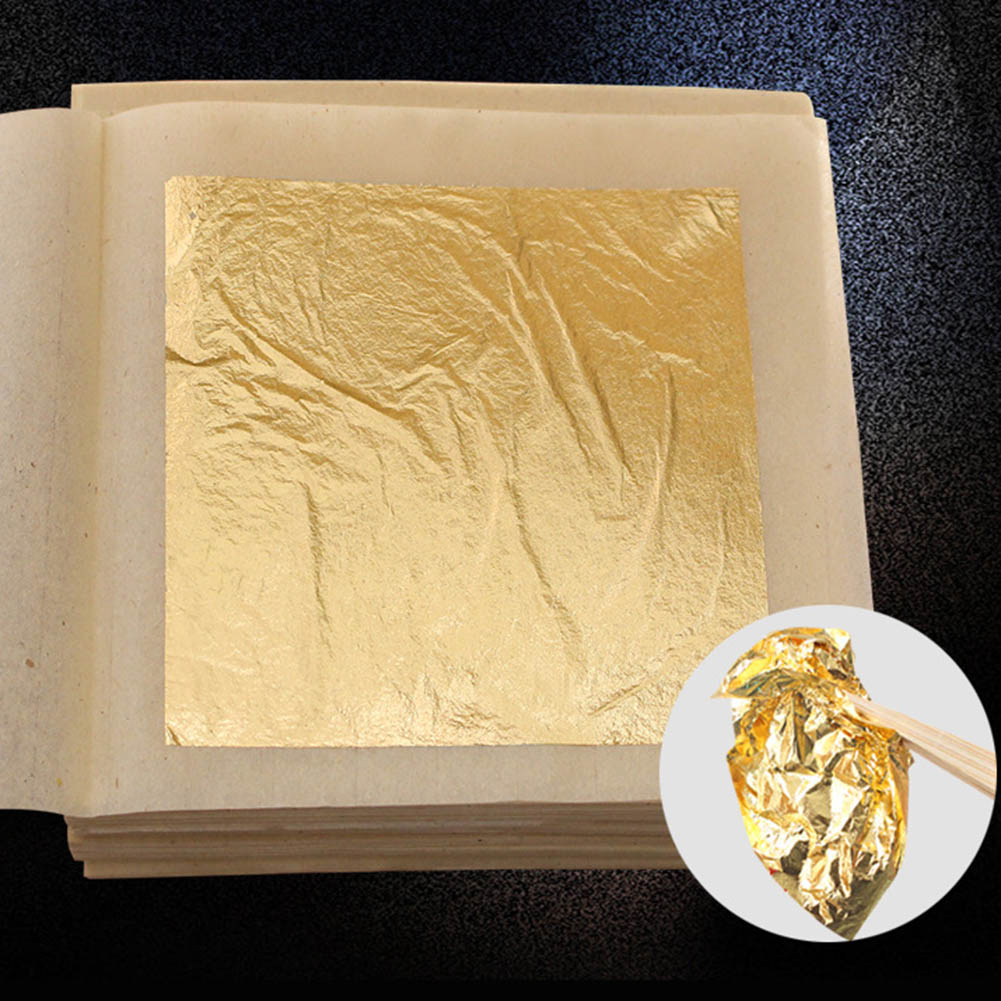 10 Pcs Edible Gold Leaf Sheets 24 Karat Imitation Gold Cake Pastry ...