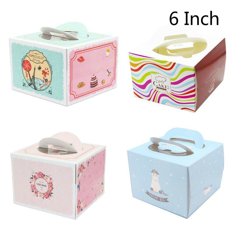 10 Set 6 Inch Cake Box With Window Paper Cheese Birthday Cake Boxes ...