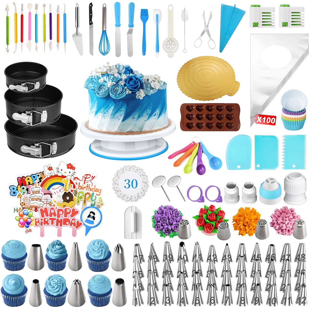 379 Pcs Cake Decorating Supplies Kit Cake Baking Set