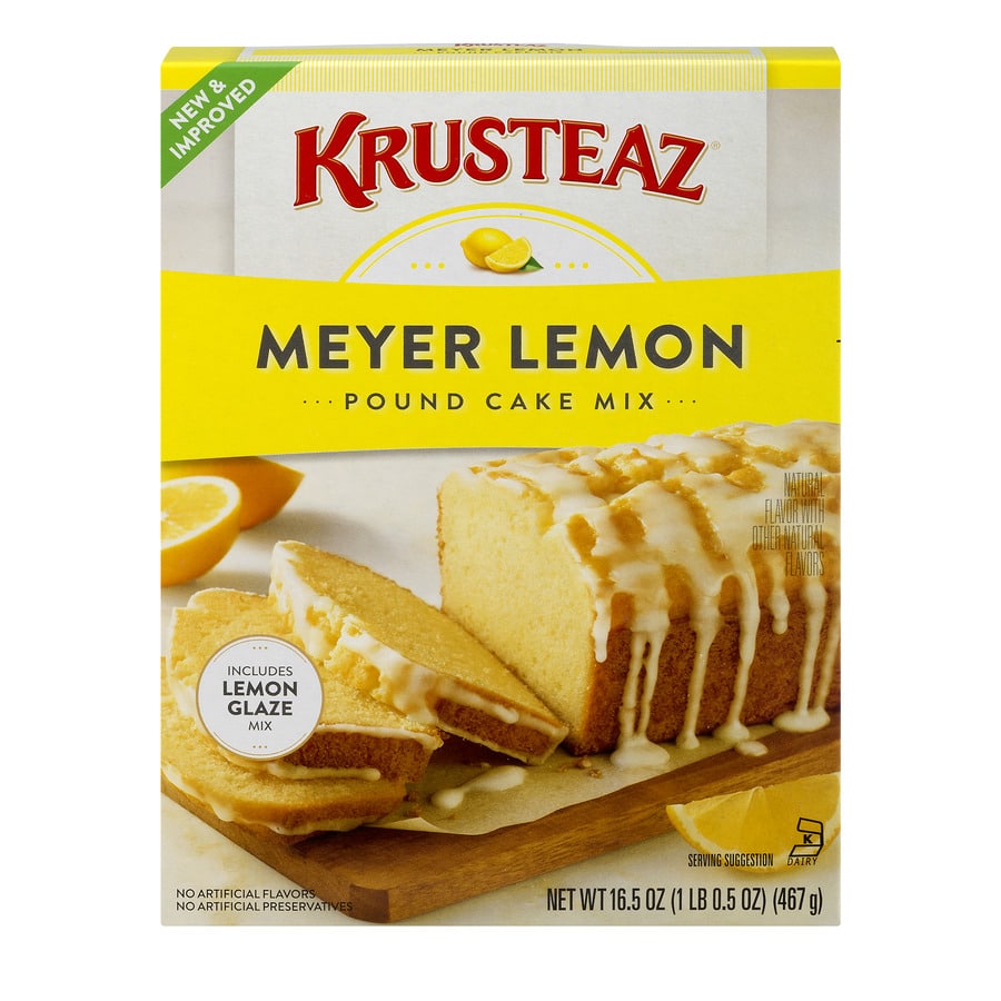(4 Pack) Krusteaz Meyer Lemon Pound Cake and Glaze Mix, 16.5