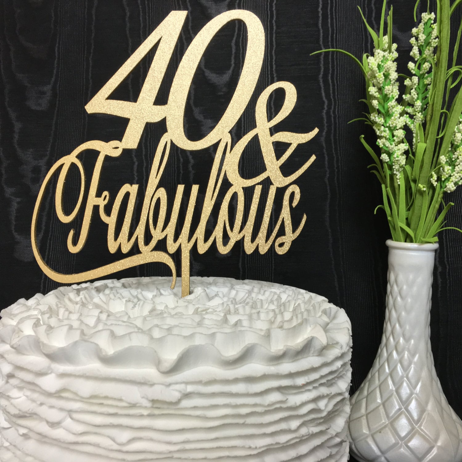 40th Birthday Cake Topper, 40 &  Fabulous Cake Topper, Glitter Cake ...