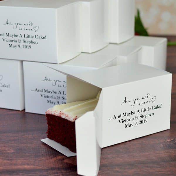 5 x 3 Custom Printed Wedding Cake Slice Favor Boxes