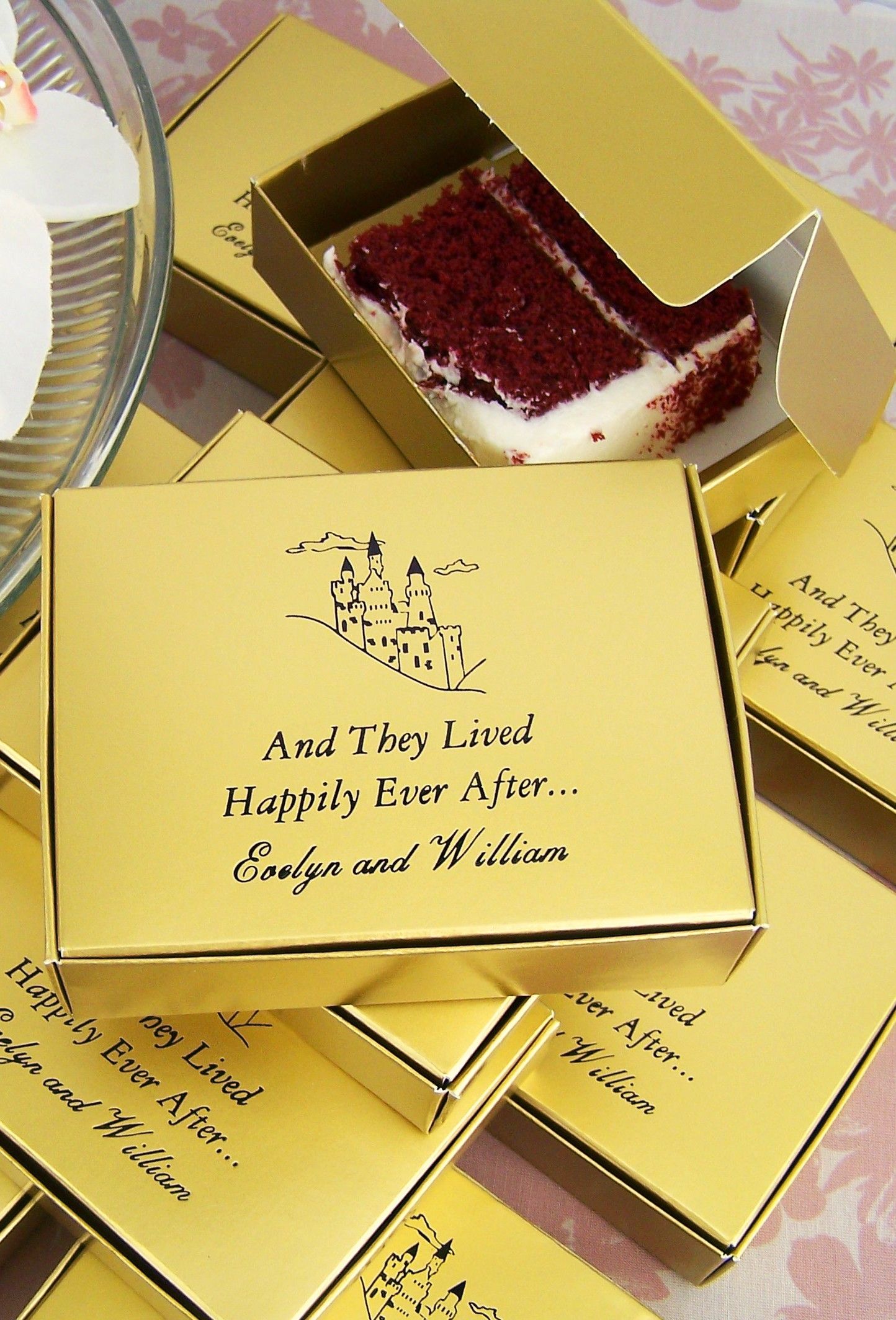 5 x 4 Cake Slice Favor Boxes Personalized