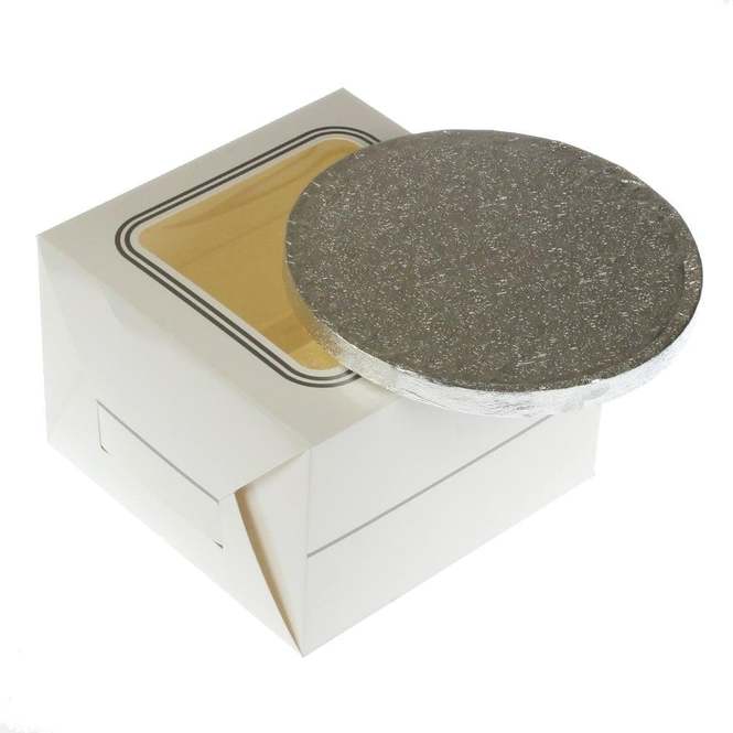 6 inch / 15cm silver CAKE DRUM thick board &  box combo from only £1.23