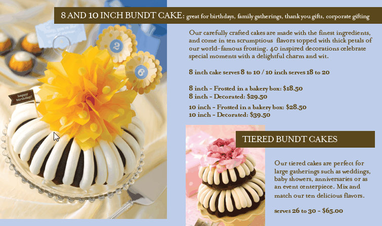 8 AND 10 INCH BUNDT CAKES. TIERED CAKES.