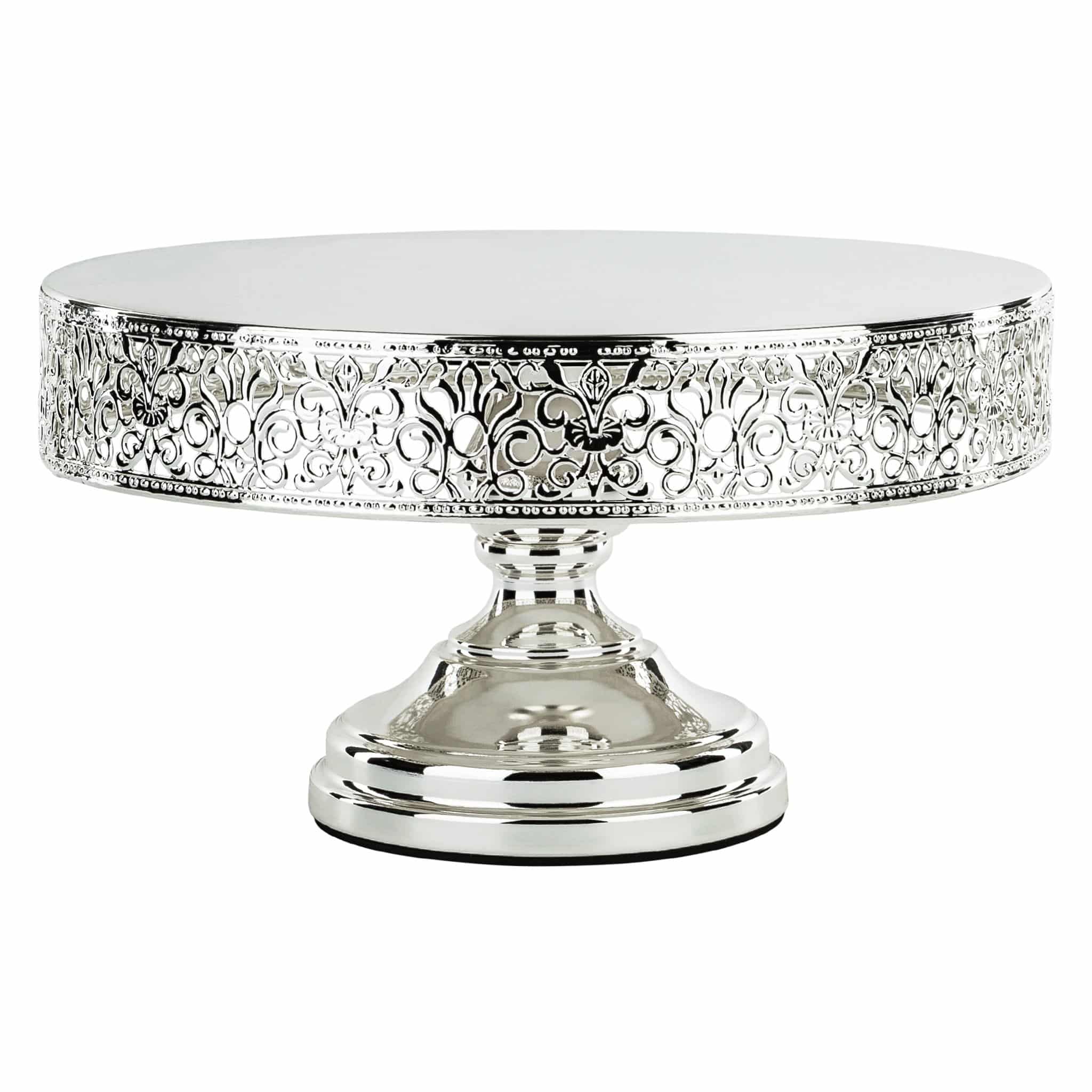 Amalfi Décor 12 Inch Round Shiny Metallic Wedding Cake Stand (Silver ...