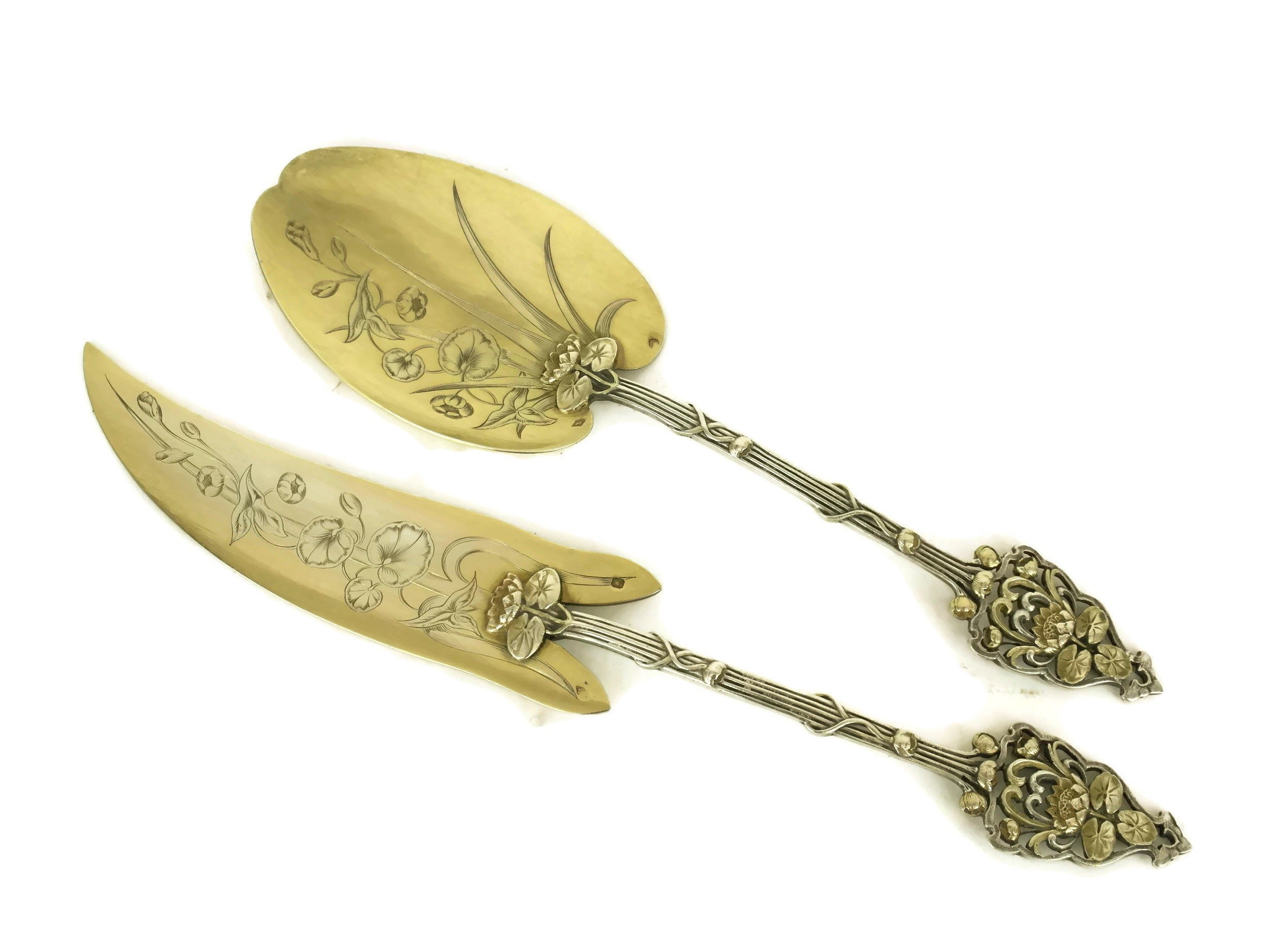 Antique Sterling Silver Cake Server Set with French Art ...