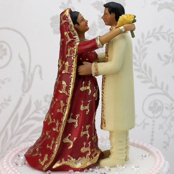 Asian Bride and Groom Wedding Cake Topper