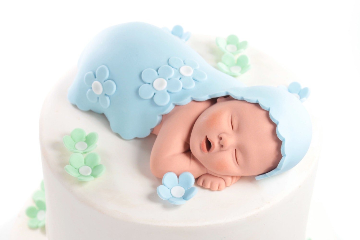 Baby Cake Topper Boy with Baby Blue Blanket and by ...
