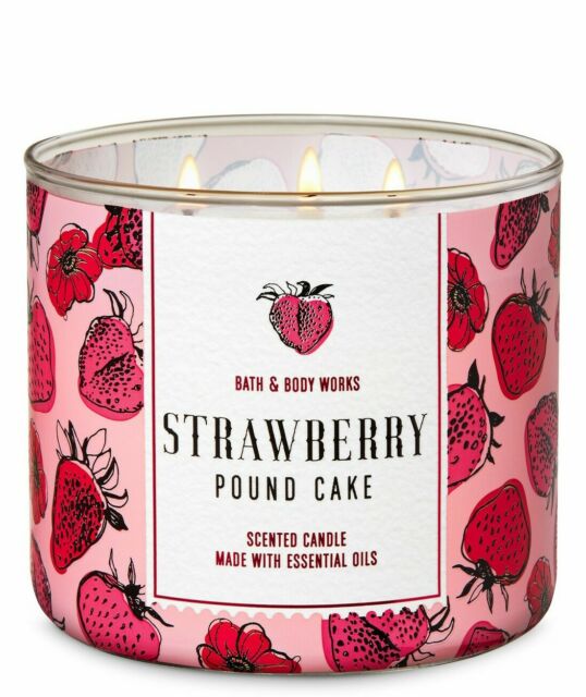 Bath &  Body Works Strawberry Pound Cake 3 Wick Scented Candle 14.5 oz ...