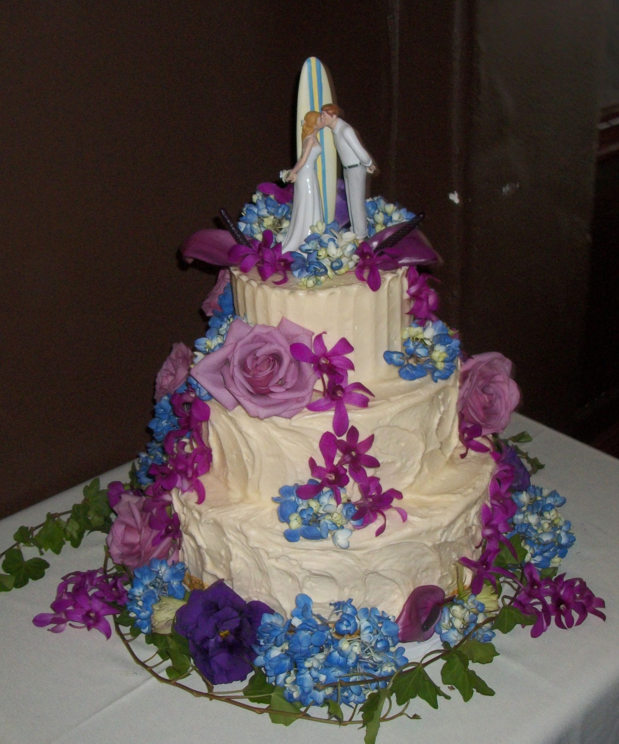 Beach themed #wedding cake that our bride wanted in blues ...