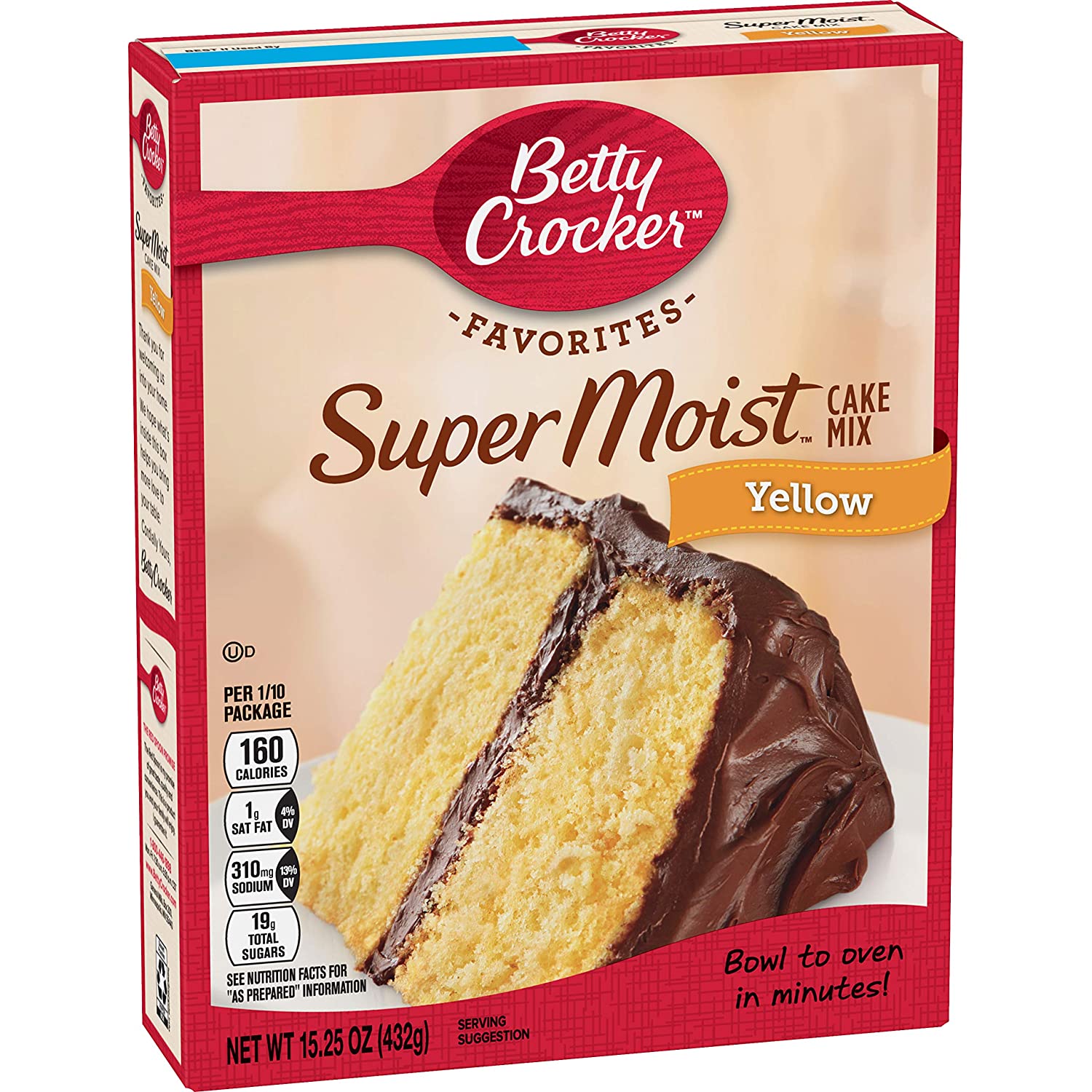 Betty Crocker Super Moist Cake Mix, Yellow, 15.25 oz ...