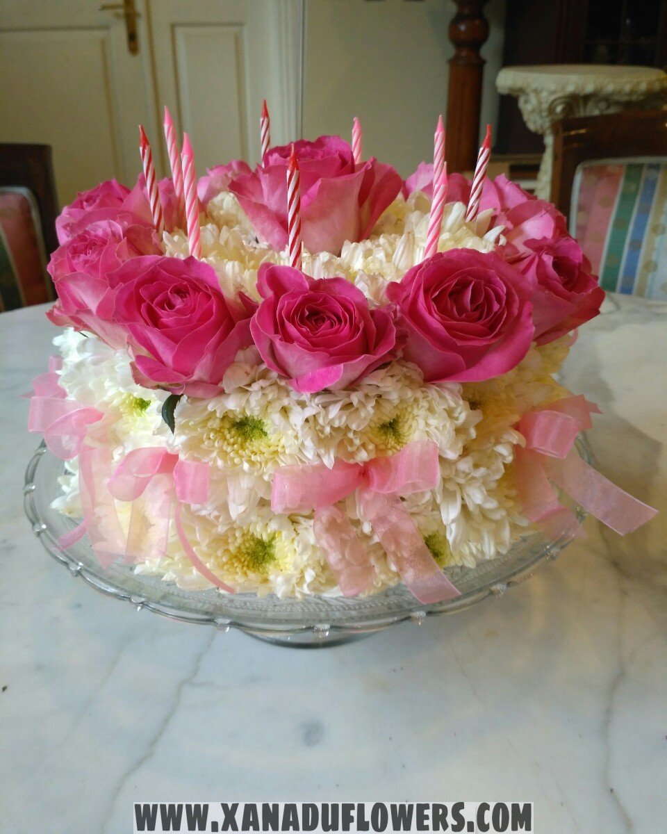 Birthday Cake made of Roses and Chrysanthemums â Xanadu ...