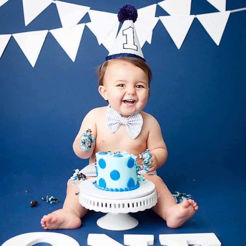 Blue Seersucker Boys Cake Smash Outfit Boy 1st Birthday