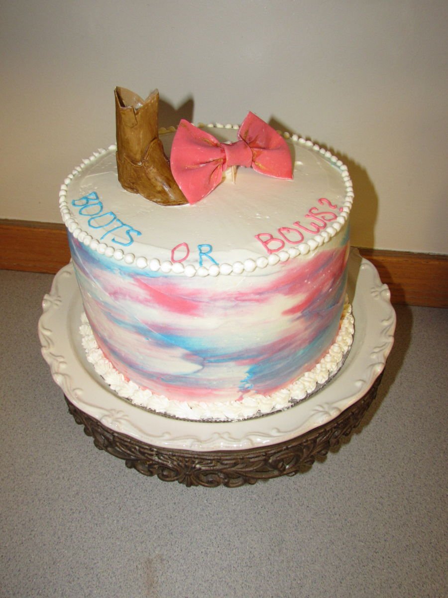 Boots And Bows Gender Reveal Cake