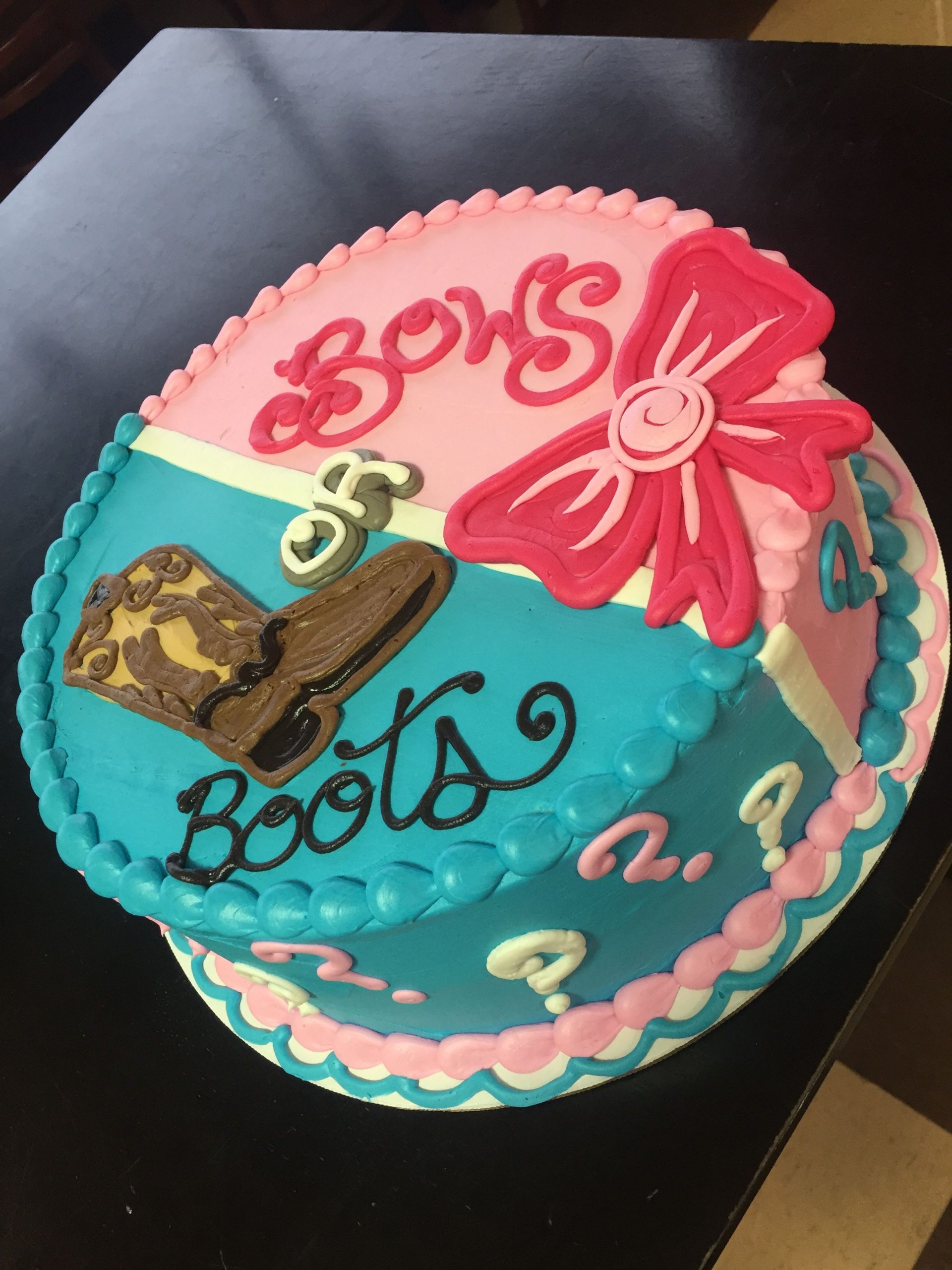 Boots or Bows Gender Reveal Cake
