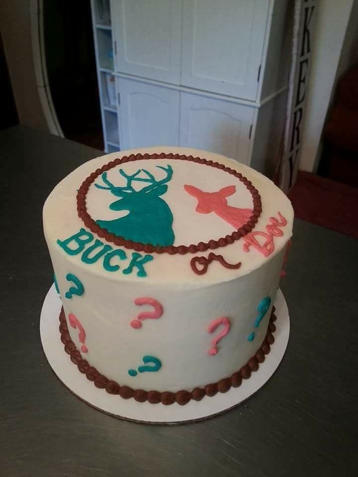 Buck or doe gender reveal cake