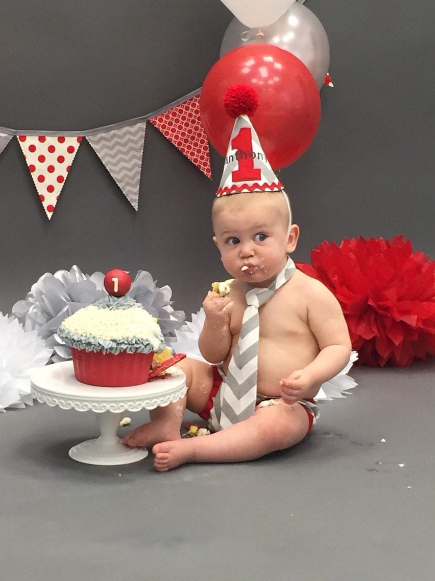 cake smash outfit boy gray and red first birthday cake smash
