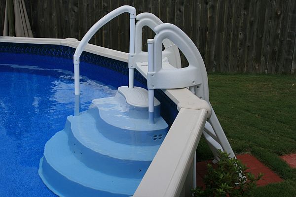 cake stand pool steps above ground