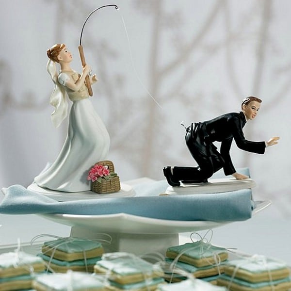 Catch Of The Day Fishing Bride Catches Groom Wedding Cake Topper For ...