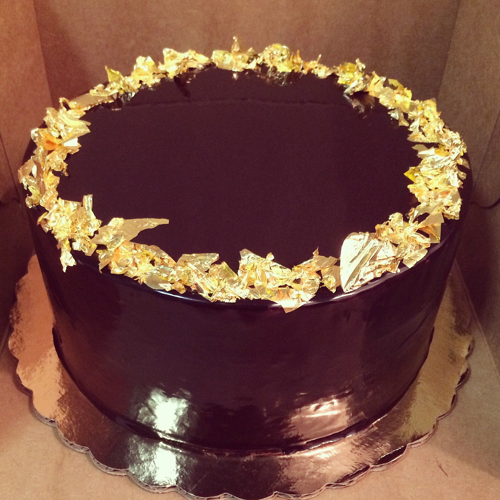 Chocolate Cake finished with a dark chocolate glaze and a ...