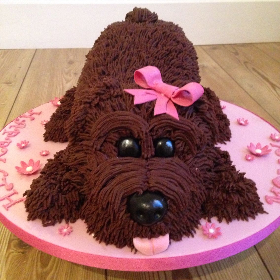 Chocolate dog shape cake
