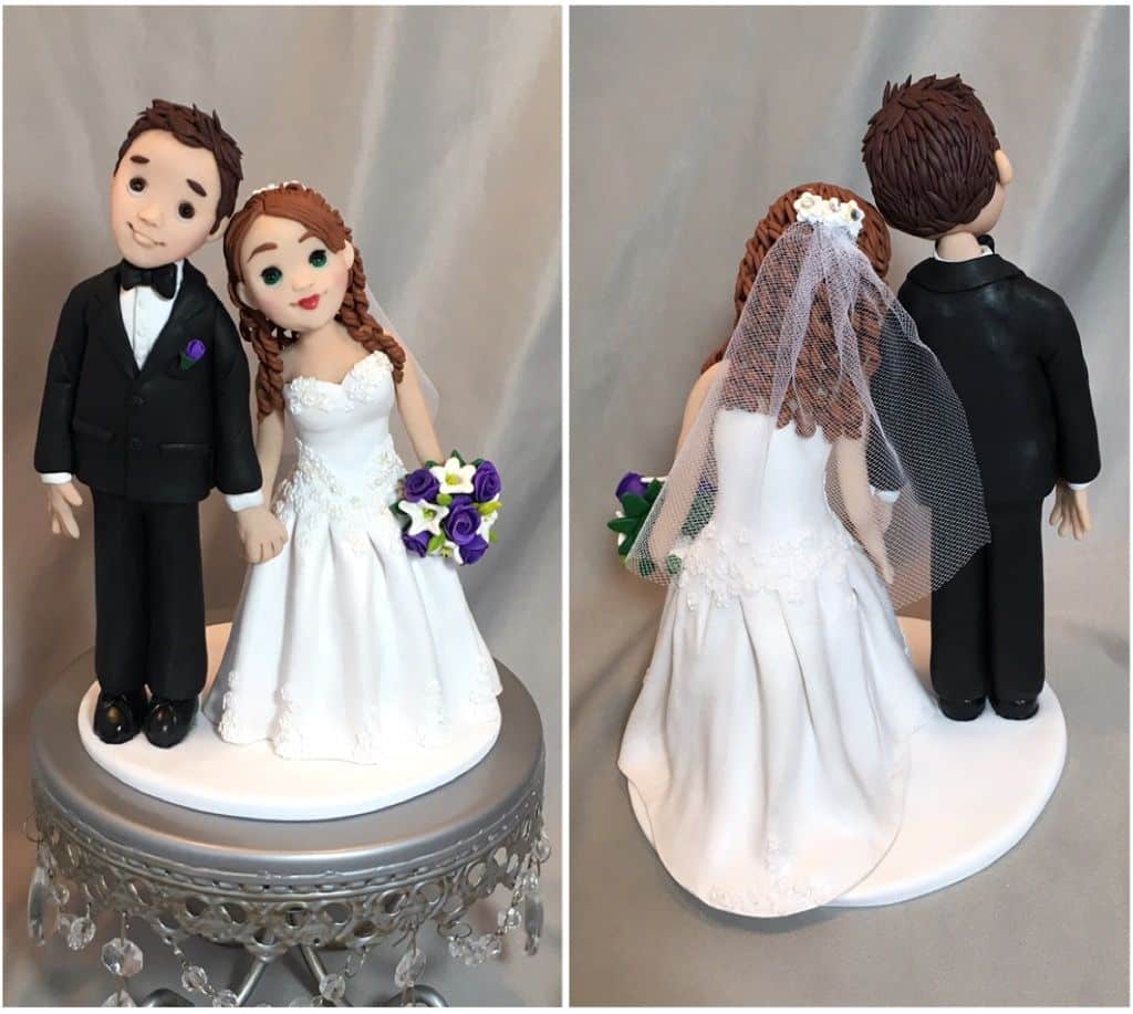 Custom bride and groom wedding cake topper sculpted from polymer clay ...