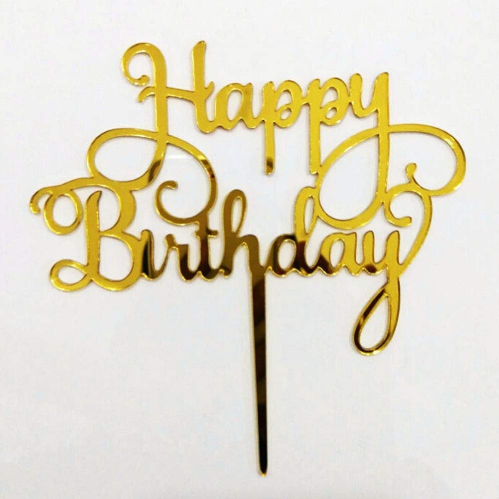 Customized Cake Topper In Acrylic Material With Gold Foil