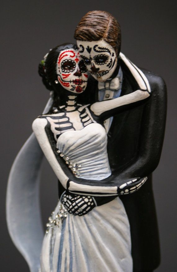 Day of the Dead Bride and Groom Cake Topper