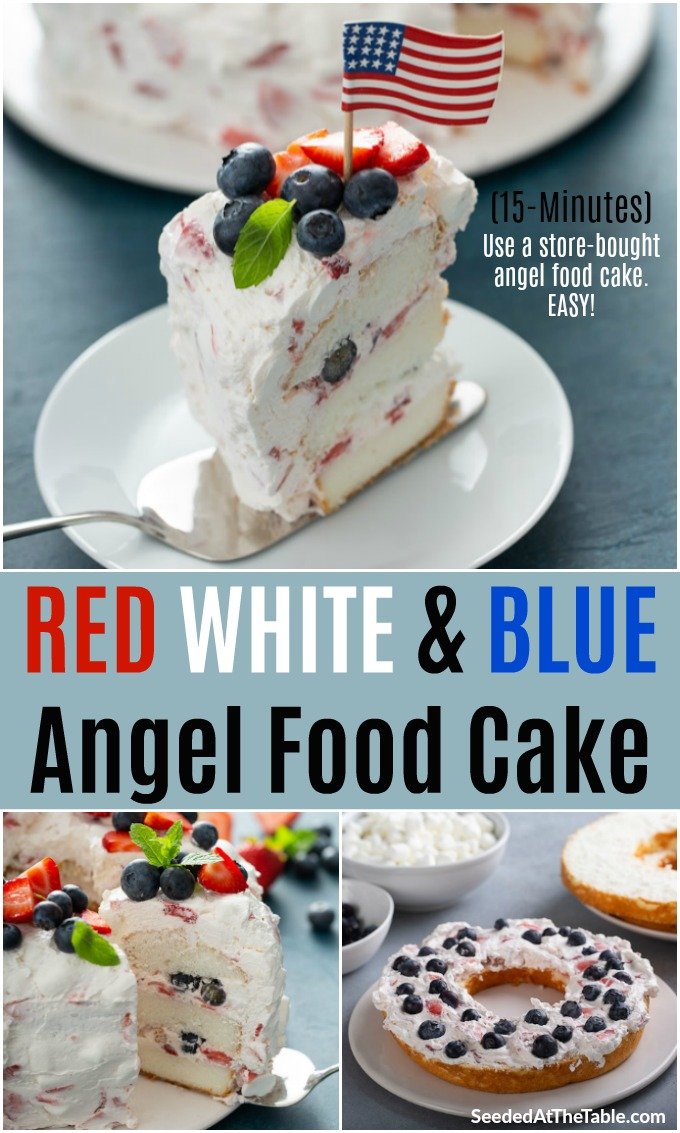 EASY Red White and Blue Angel Food Cake
