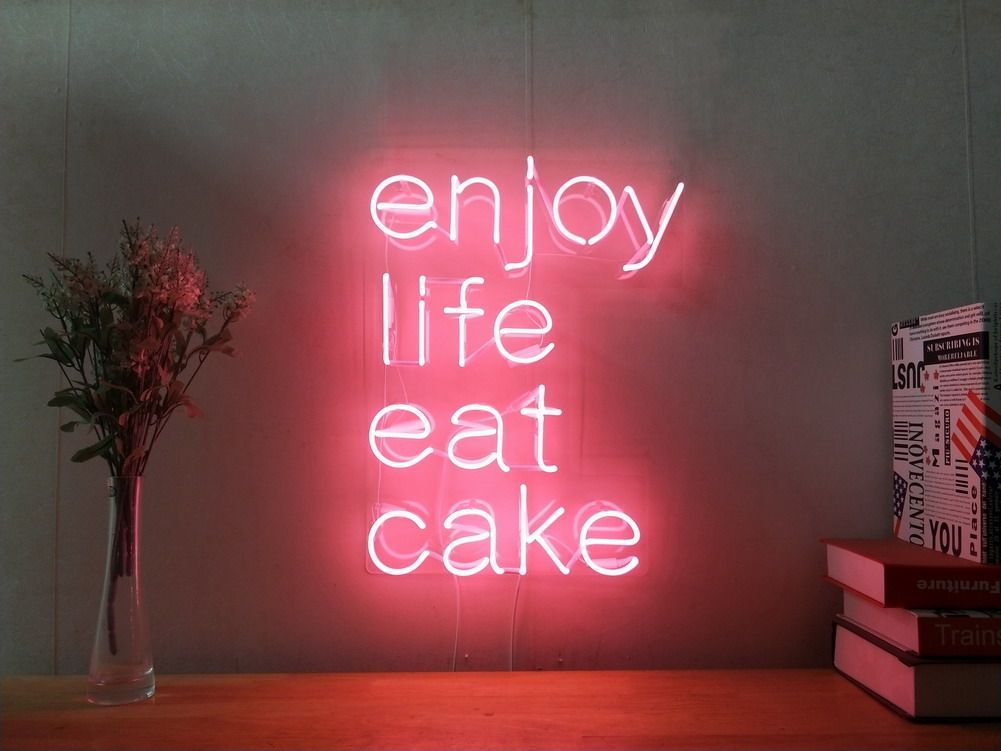 Enjoy Life Eat Cake Custom Dimmable LED Neon Signs for Wall Decor ...