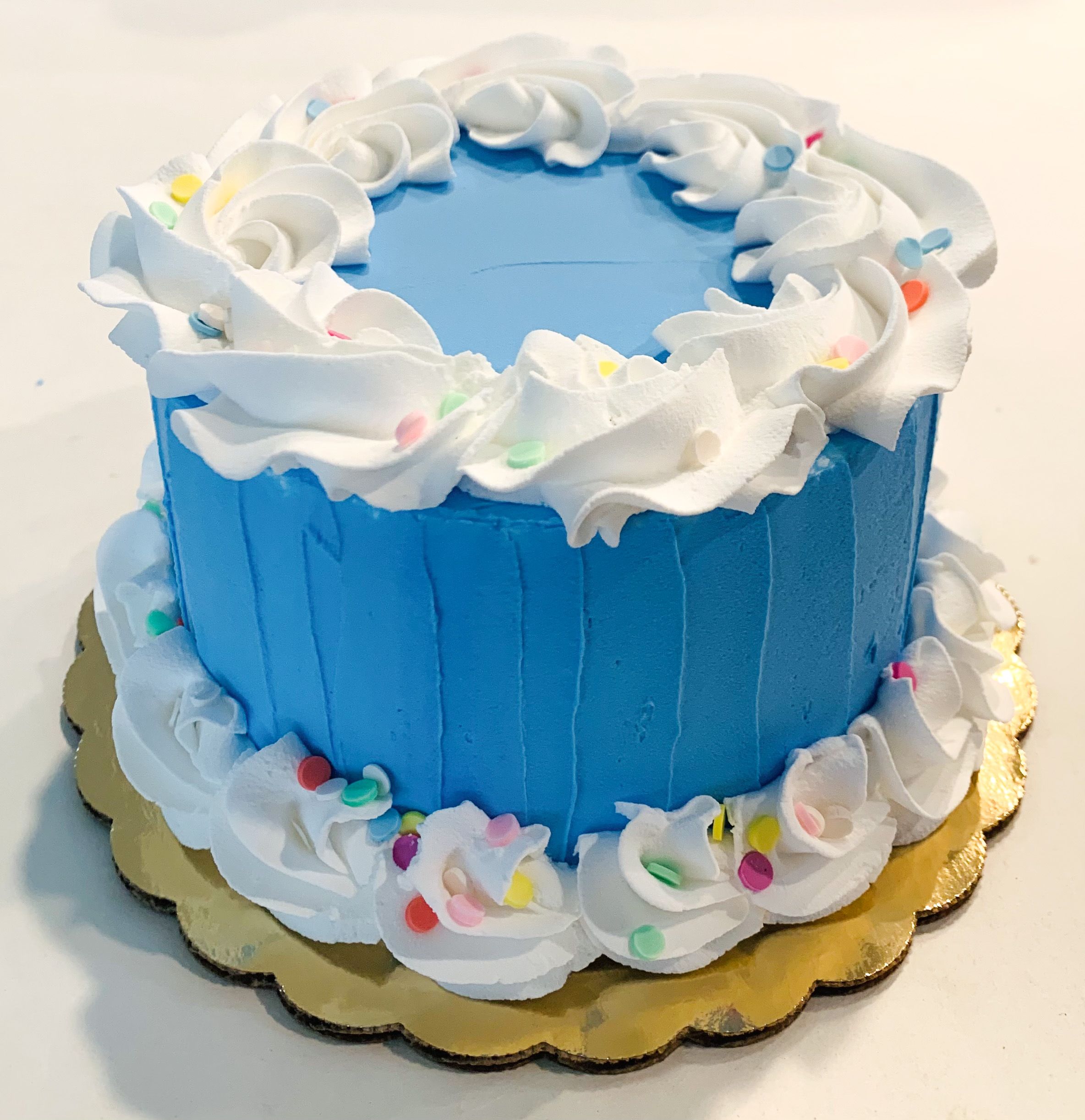 Fake 6"  Blue Birthday Cake Faux Cake