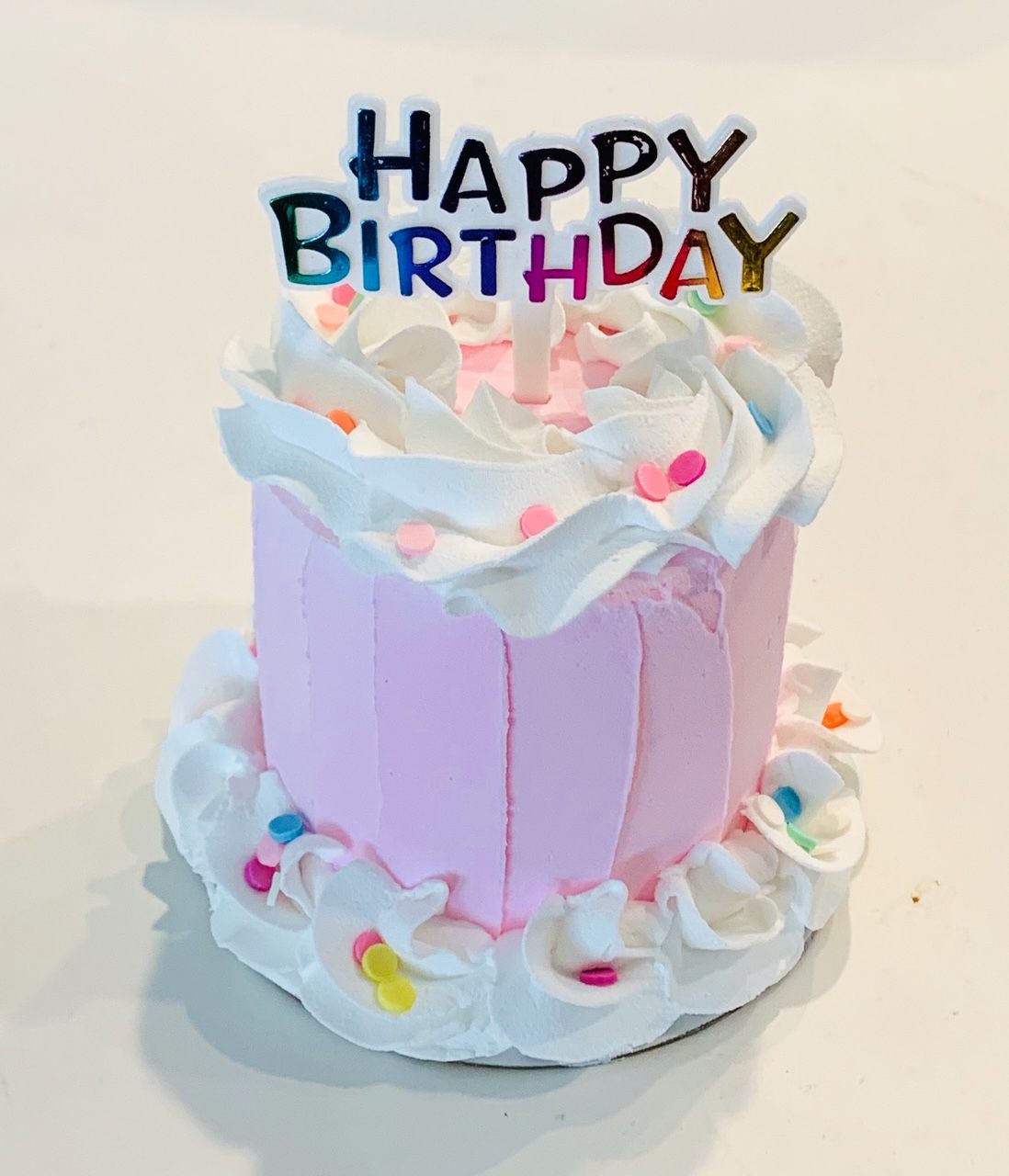 Fake Cake Mini Pink Birthday Cake w/ Confetti Decoration/Prop Dezicakes ...