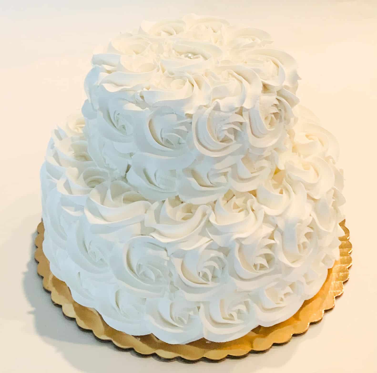 Fake Wedding Cake White Two Tier Rosette Prop Decoration Dezicakes ...