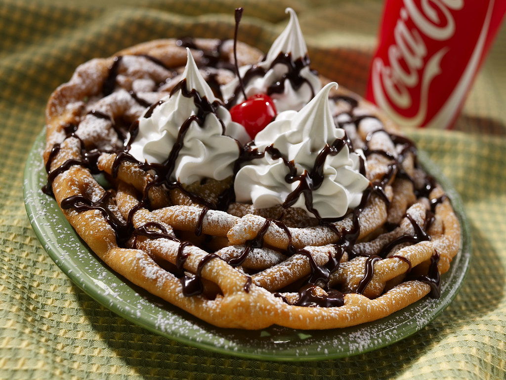 Funnel Cake w/ chocolate and cherry
