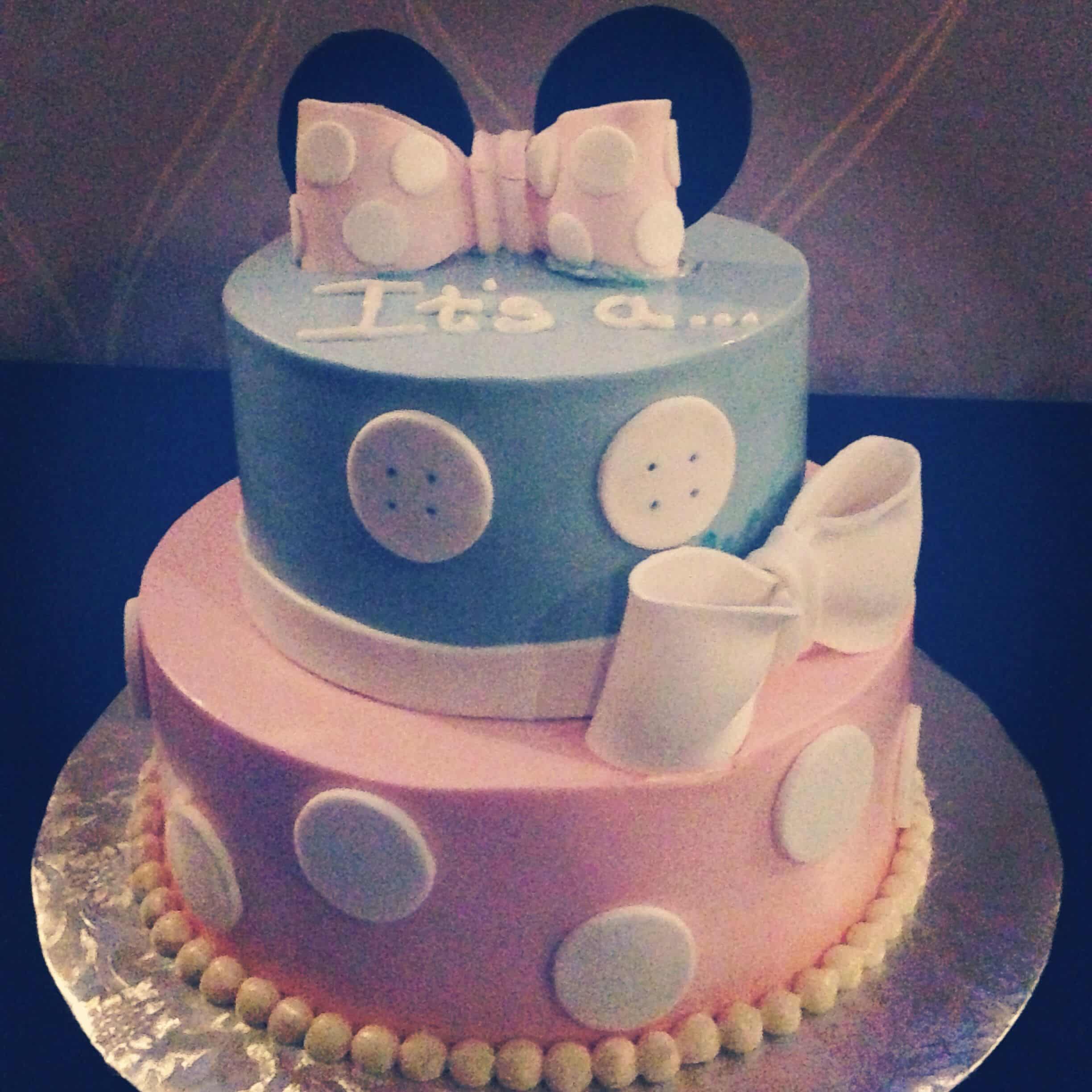 Gender reveal cake! Mickey and Minnie themed. (This one was a boy ...