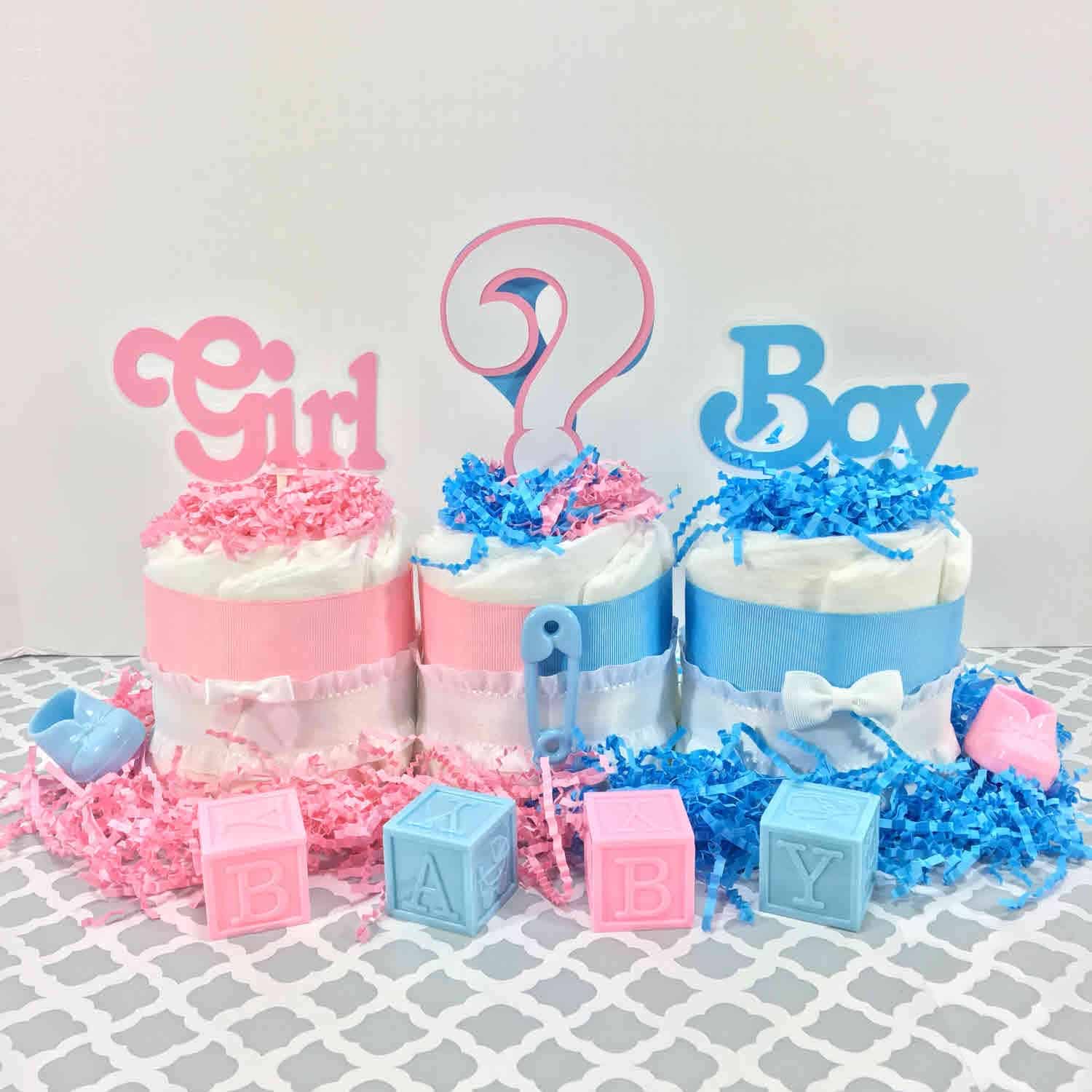 Girl or Boy Gender Reveal Baby Shower Diaper Cake Centerpiece