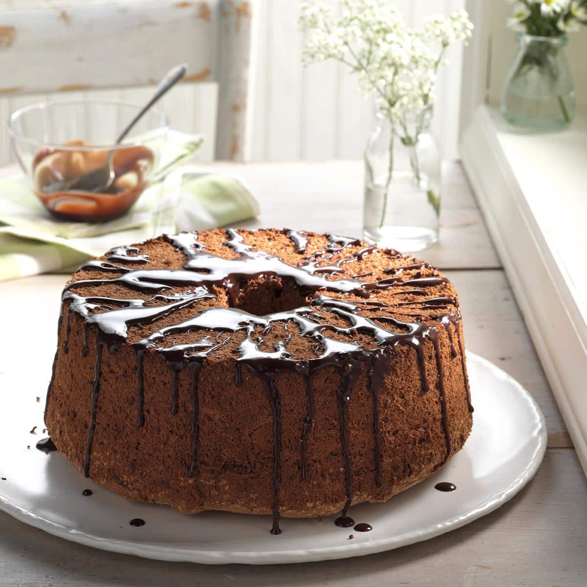 Glazed Chocolate Angel Food Cake Recipe