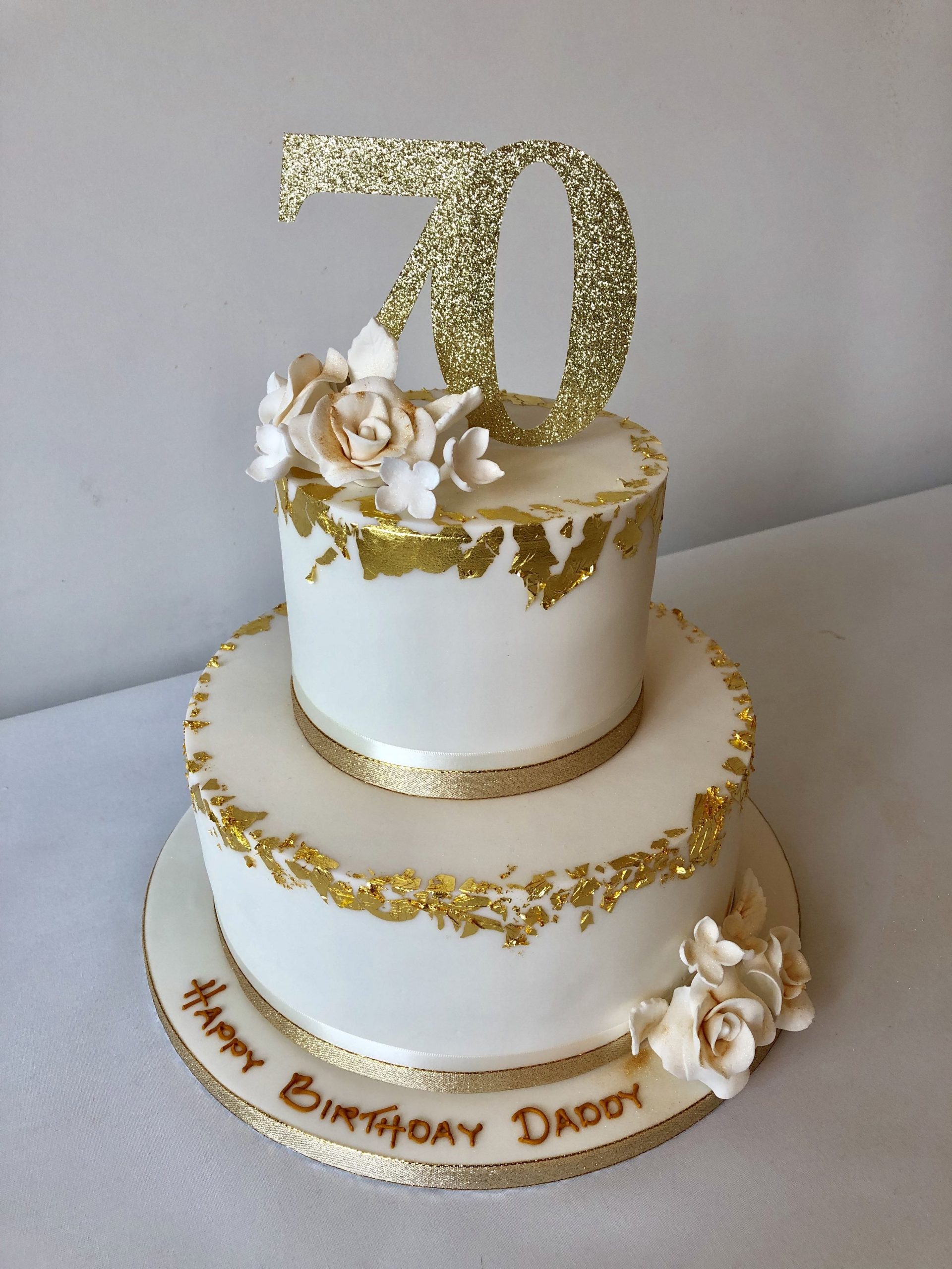 Gold Leaf 70th Birthday Cake