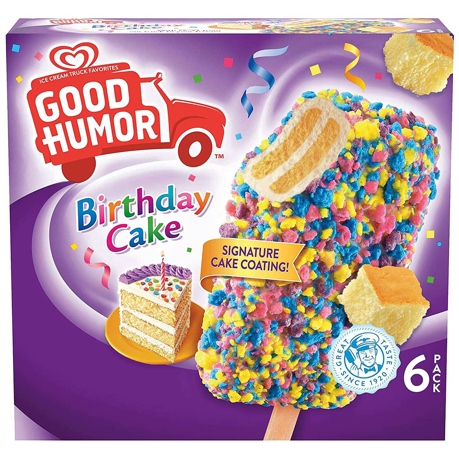 Good Humor Ice Cream &  Frozen Desserts Bar, Birthday Cake 6 Count ...