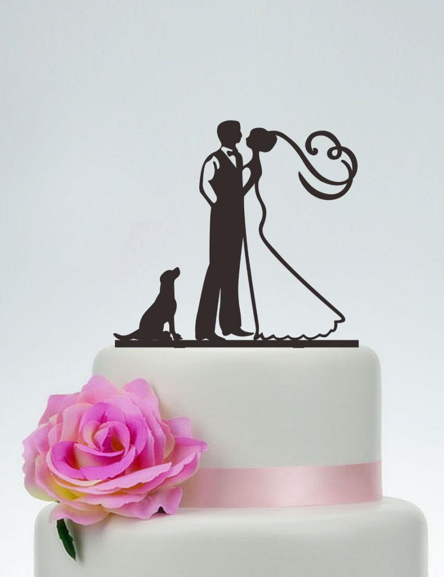 Groom And Bride Cake Topper With The Dog,Wedding Cake Topper,Custom Dog ...