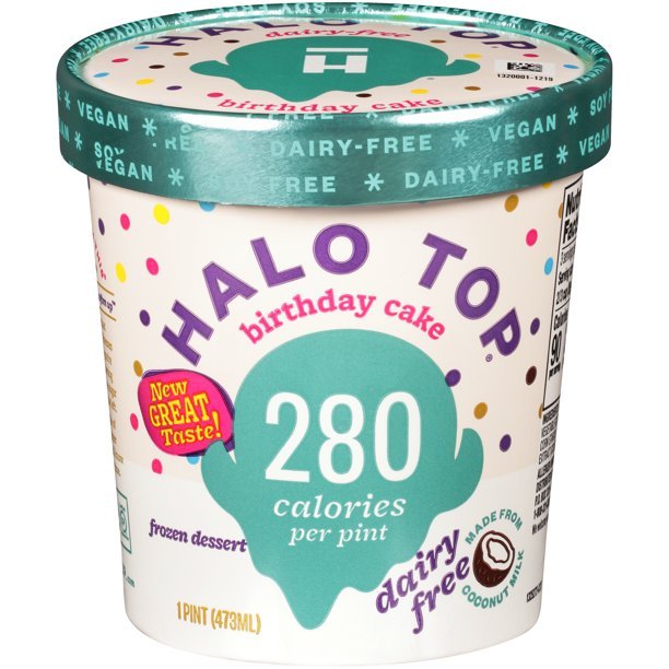 Halo Top DairyFree Birthday Cake Frozen Dessert Pint , 16 fl oz ...