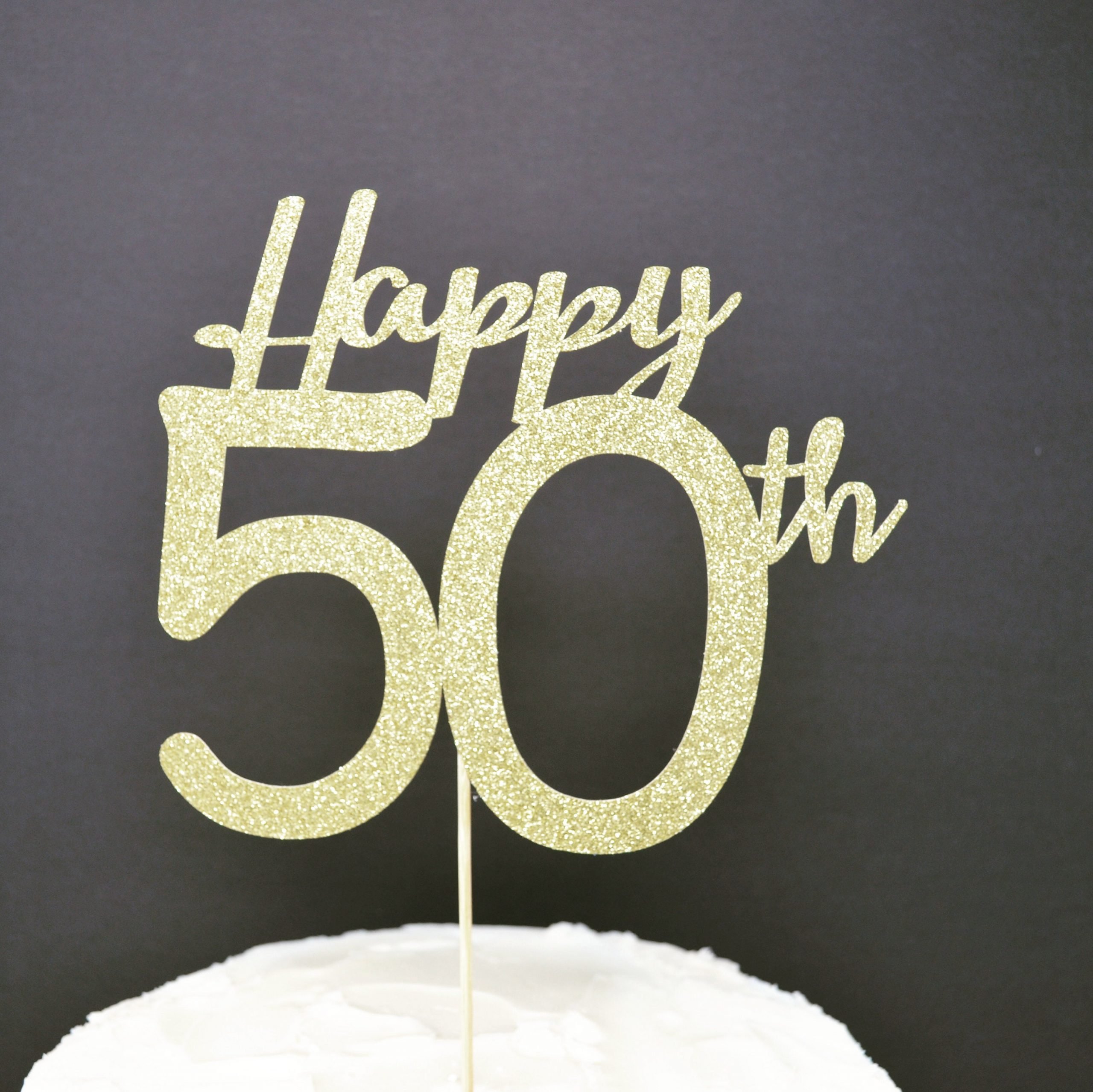 Happy 50th Fifty Cake Topper, Cake Decoration, Birthday ...