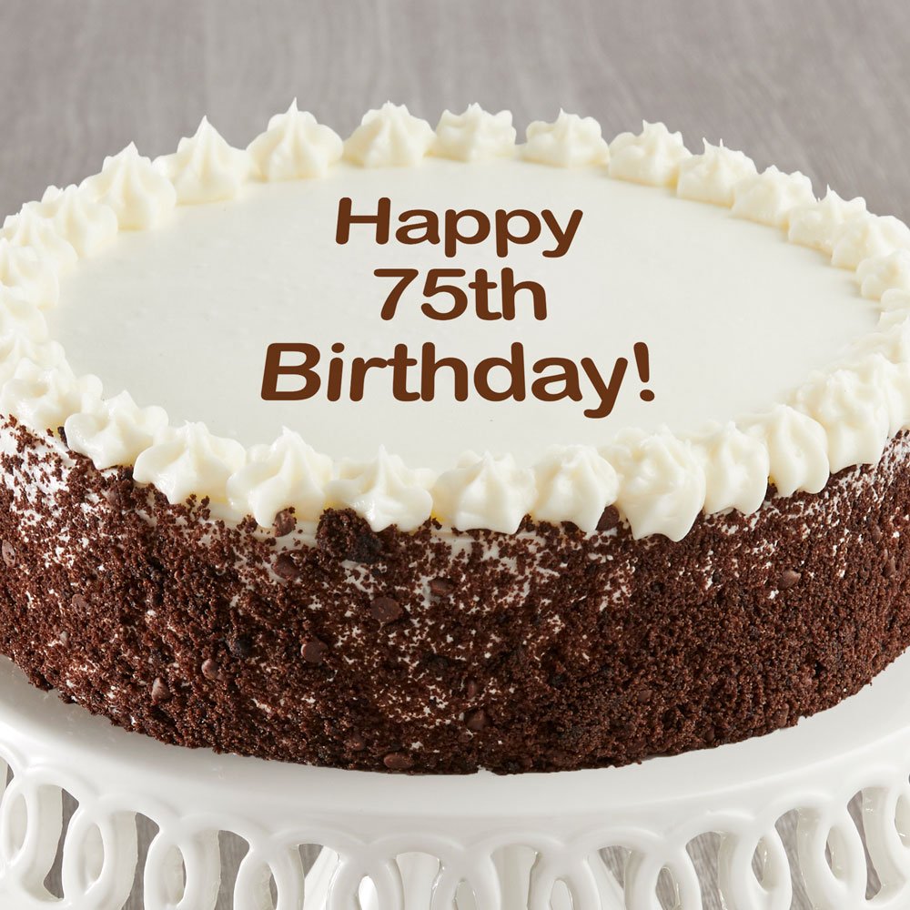 Happy 75th Birthday Chocolate and Vanilla Cake delivered