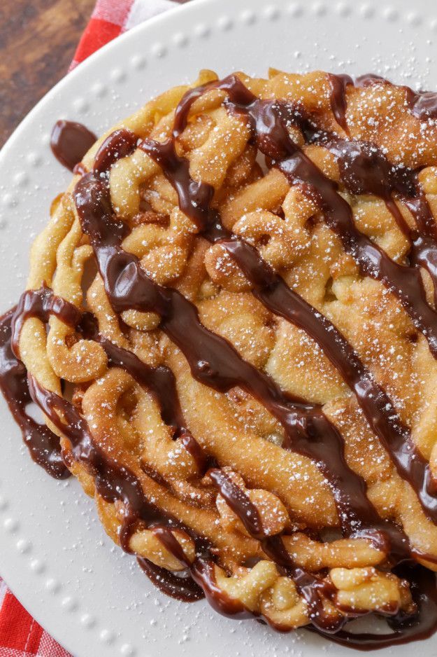 Homemade Funnel Cakes With Chocolate Drizzle Desserts ...