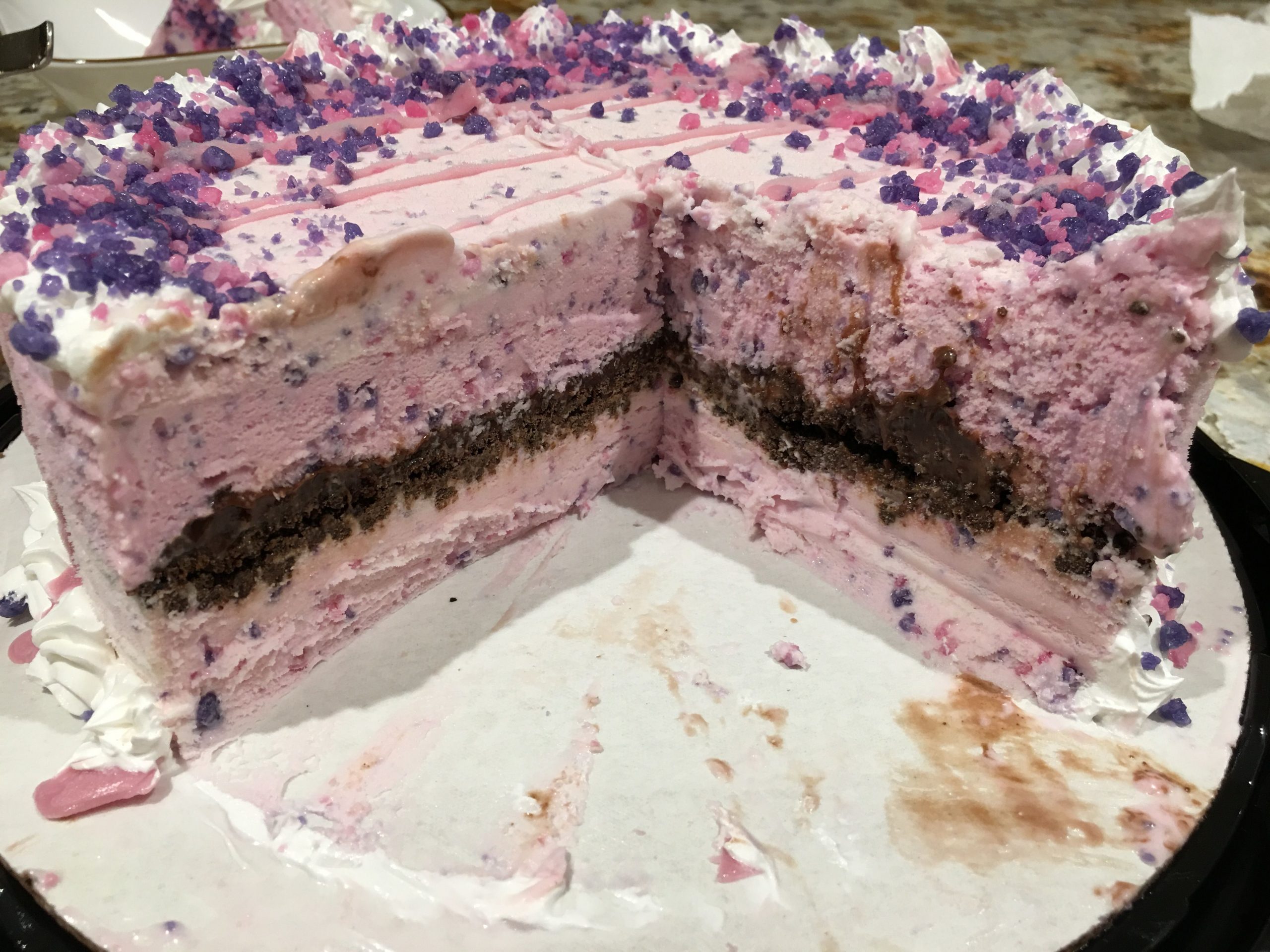 Inside view of Cotton Candy Blizzard Ice Cream Cake (Dairy Queen ...