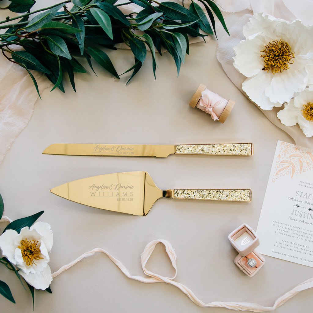 Kate Spade Simply Sparkling Gold Wedding Cake Knife and ...