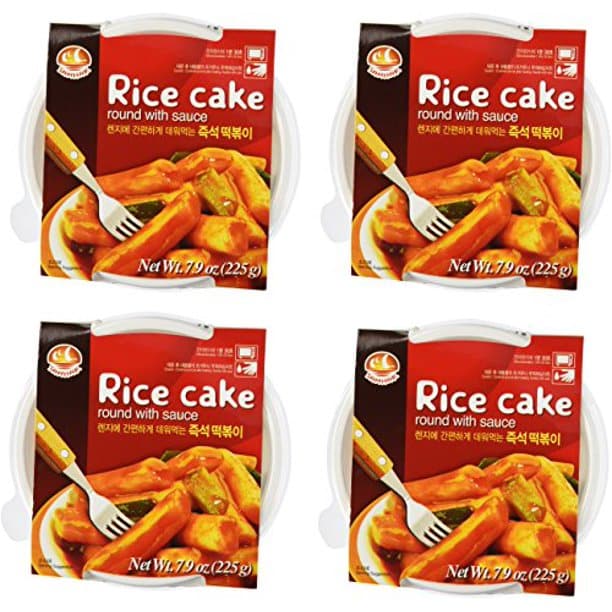 Korean Instant Ddukbokki Samhak Rice Cake Round with Sauce 7.9 Oz : 4 ...