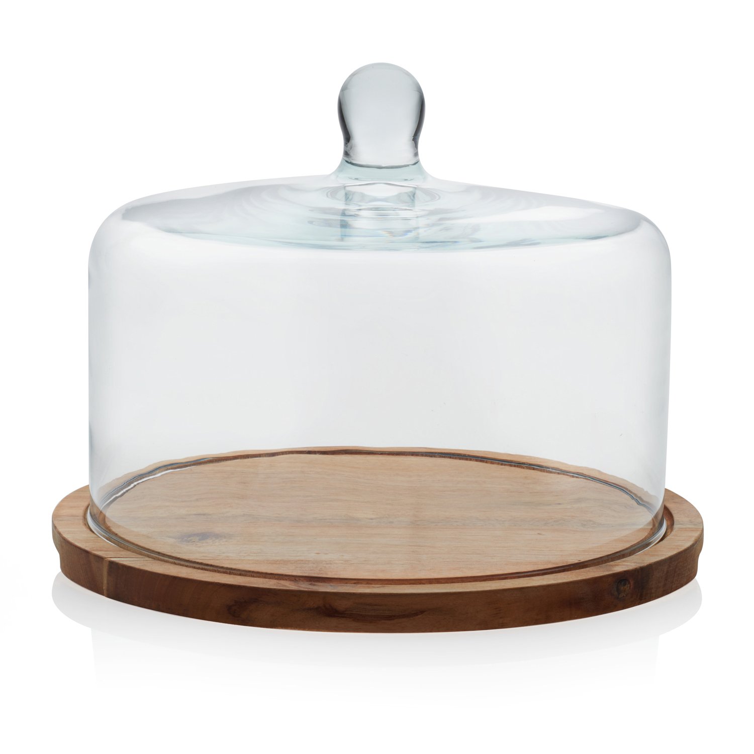 LibbeyÂ® Flat Round Wood Server with Glass Dome