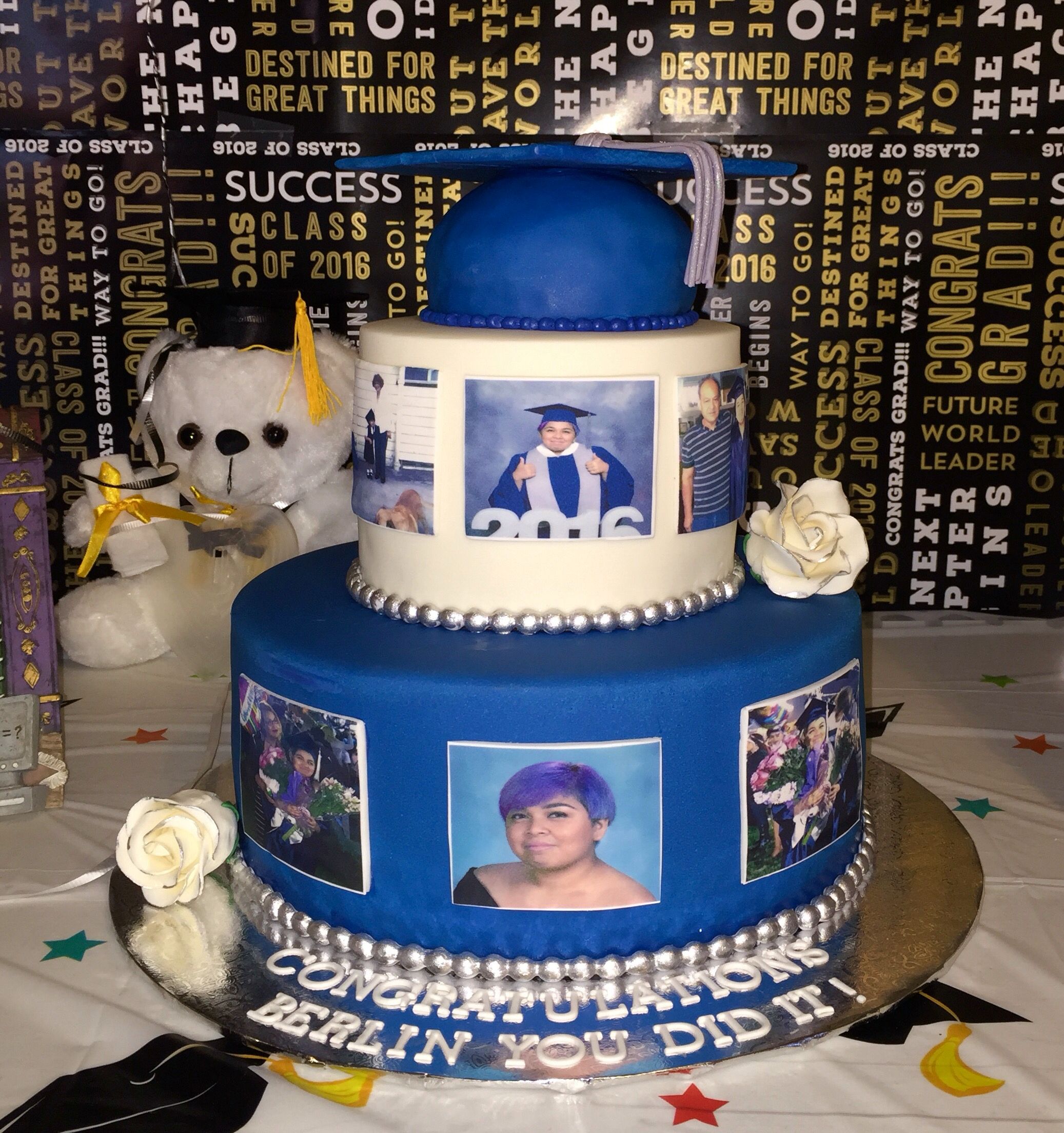 Made this 2tier graduation cake with edible images ...